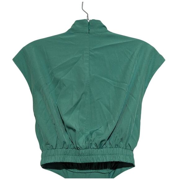 Green Cutout Midi Dress Womens XS Mock Neck Sexy Sleeveless Pleated Party Dress - Picture 10 of 15